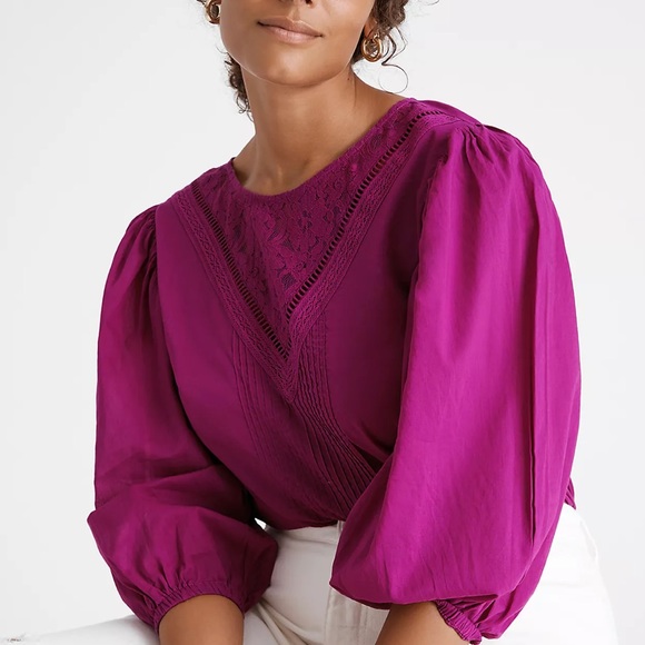 FARM Rio Tops - NWT Farm Rio Kelsie Peasant Blouse Purple Anthro